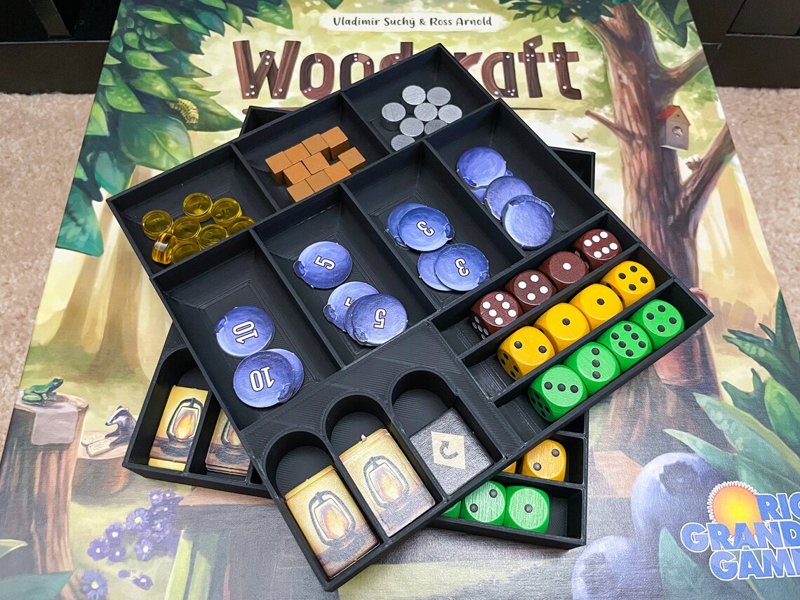 Woodcraft Board Game 3D Printed Storage Insert - Holds Sleeved Cards! - Image 2