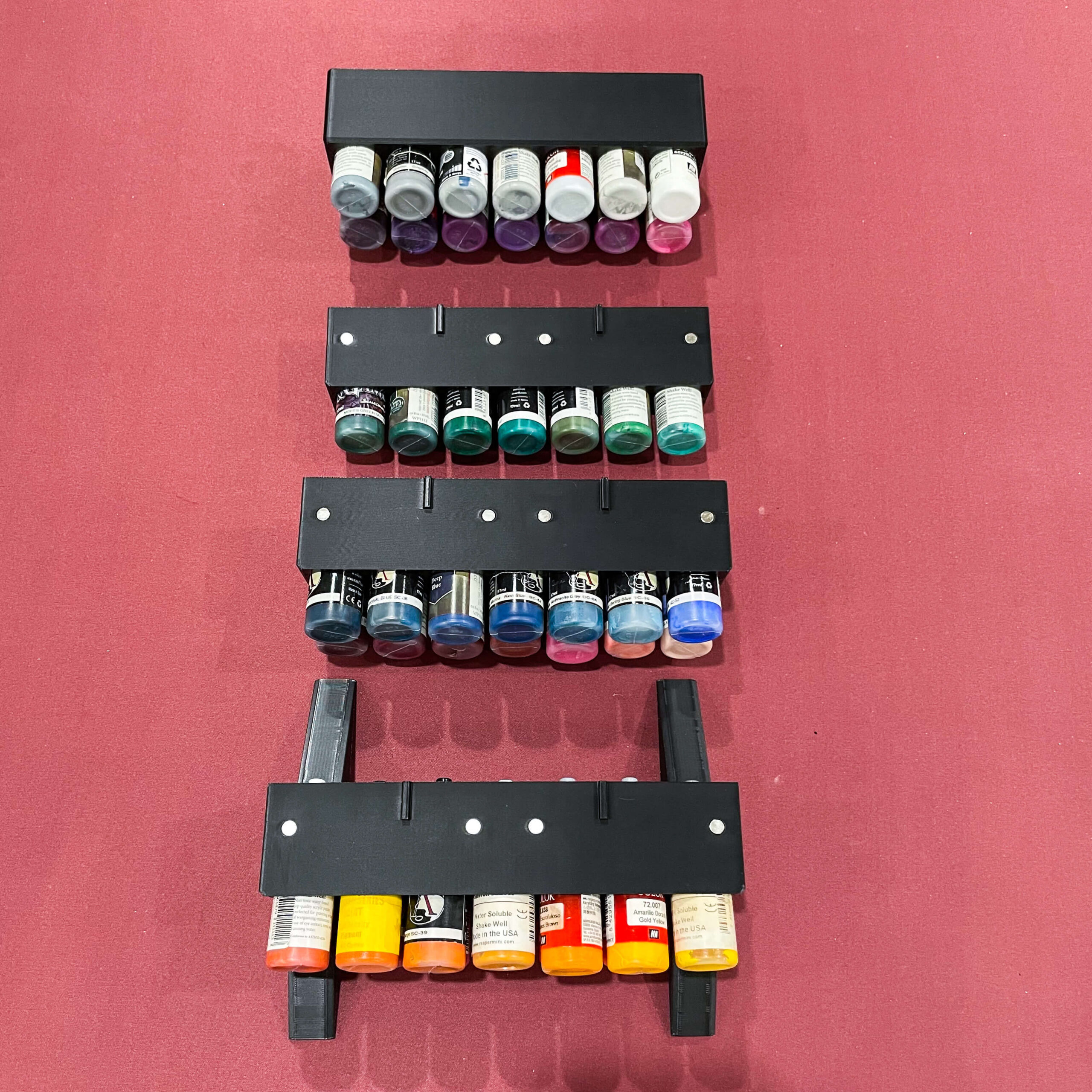 magnetized miniature paint organizer